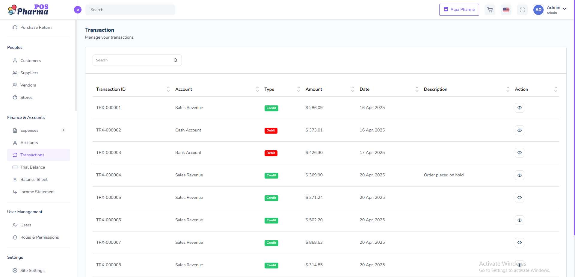 Transaction Recording